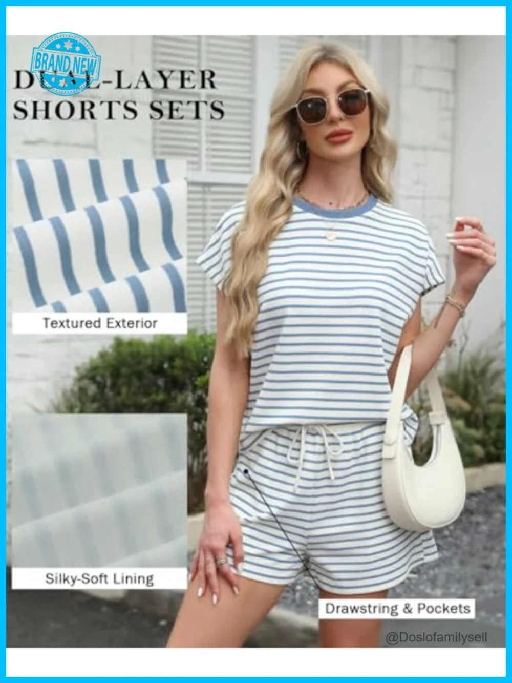 2 Piece Short Set Lounge Shorts Striped Matching Set Travel Outfit